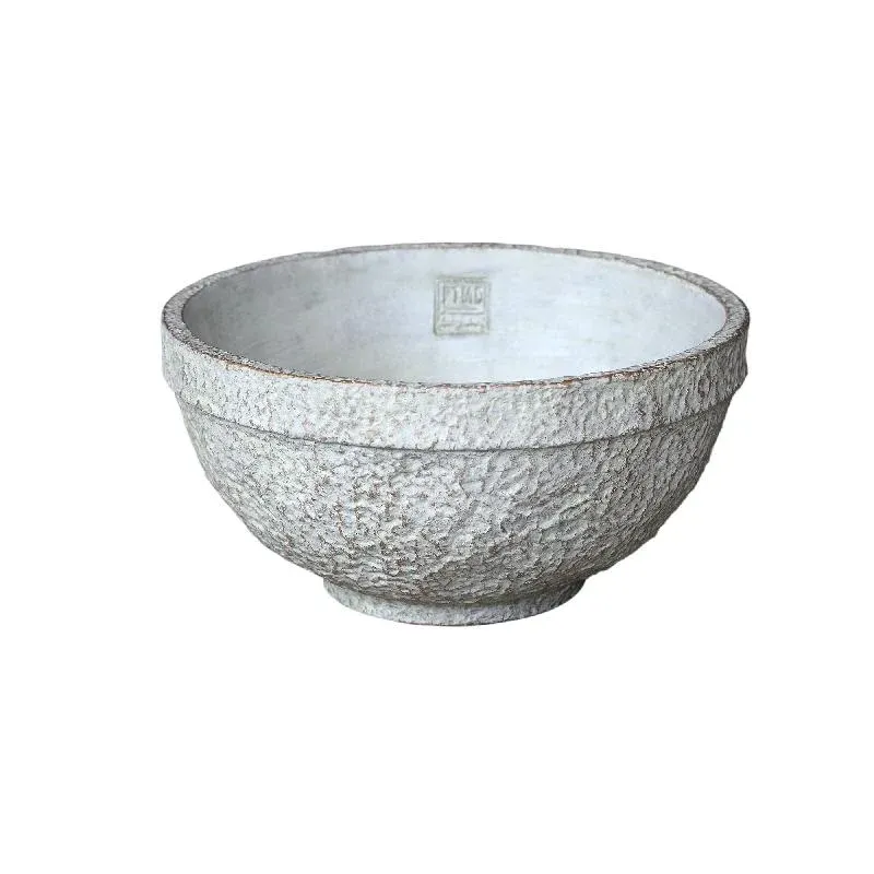 Schale - Zement, runde Form, antikes Design, Creme, L – Denson | PTMD