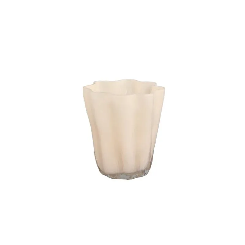 Teelichthalter – Glas Material, Unregelmäßige Form, Creme Farbe – Rilie | PTMD