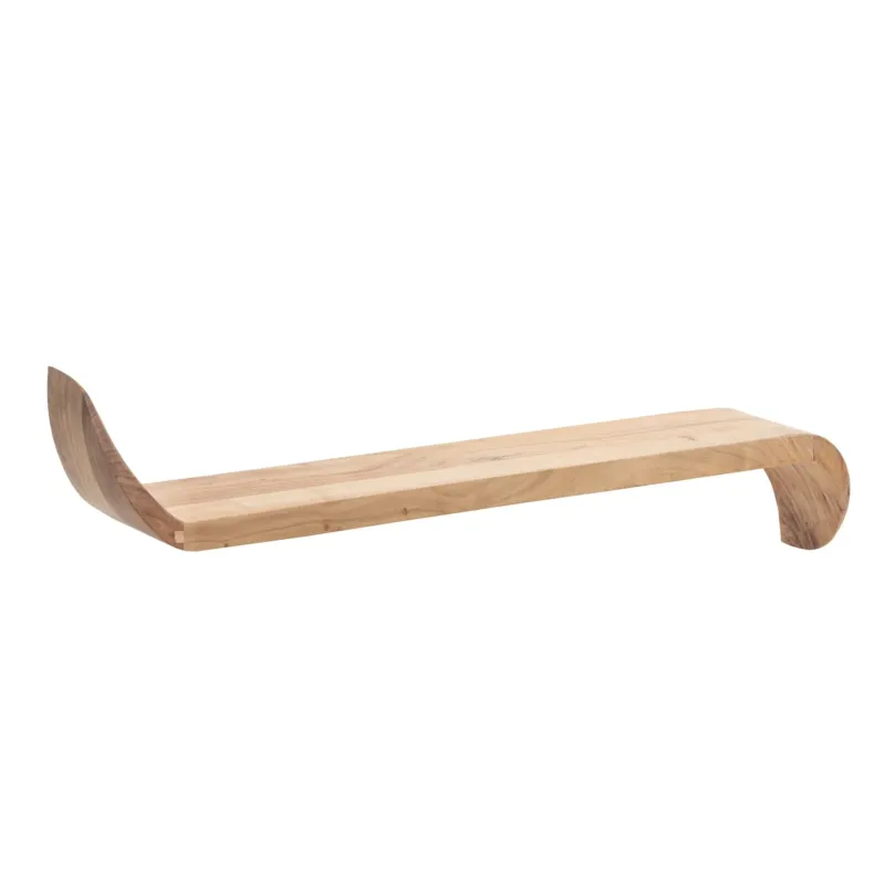 Wandregal Mango Massivholz 80 cm in Braun mit geschwungenen Enden in Gesamtansicht.