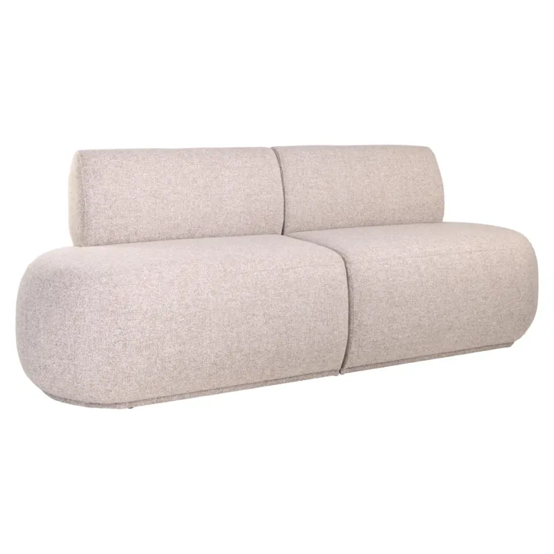 Sitzbank Sorrobon Cayenne Brown im 2er-Set mit abgerundeten Formen und beige meliertem Bezug von vorne.