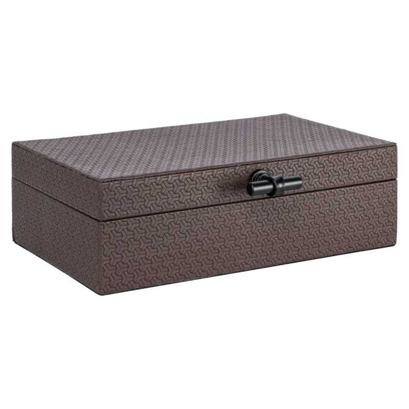 Aufbewahrungsbox Billie in Dark Brown aus PU-Leder, 30x19 cm