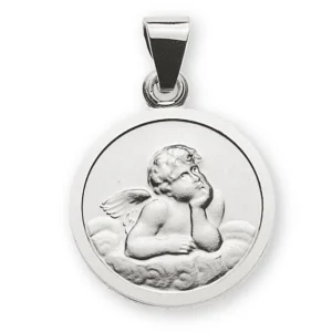 Anhänger Medaille Engel Weissgold 585 12mm