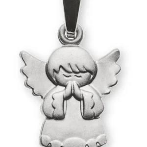 Anhänger Engel Medaille Weissgold 750 gesandelt