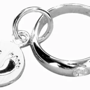 Anhänger Medaille Babyfusse Weissgold 750 Brillant 0.03ct