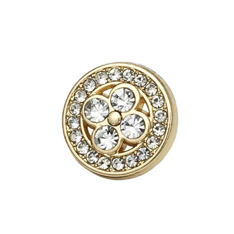 11mm Gold Silver Metal Round Clover Diamond Cufflinks Buttons 20pcs