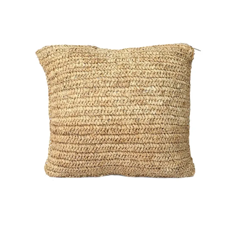 Kissenbezug – Bast Material, Boho Stil, Gewebtes Design, 40x40 - Raffia | Bazar Bizar Antwerp