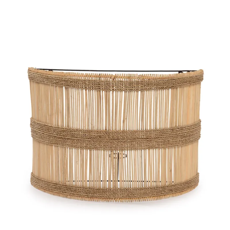 Wandleuchte – Rattan, Geflochtenes Design, Halbzylinderform, M - Doedoe | Bazar Bizar Antwerp