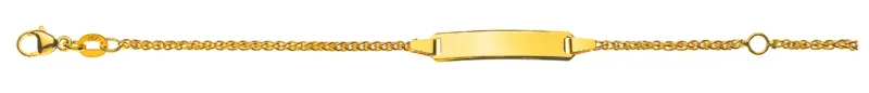 Bébé Armband Zopf Gelbgold 750 mit Gravurplatte lang