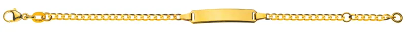 Armband Panzer extraflach diamantiert mit rechteckiger Gravurplatte lang Gelbgold 375