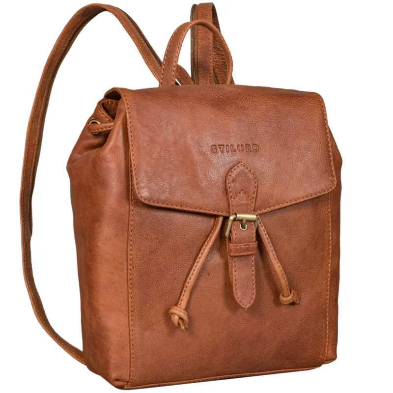 "Alice" Leder Cityrucksack Damen Klein mit Kordelzug