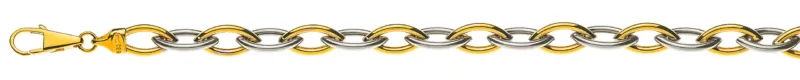 Collier Navette Bicolor 750 Runddraht Halbmassiv 45cm