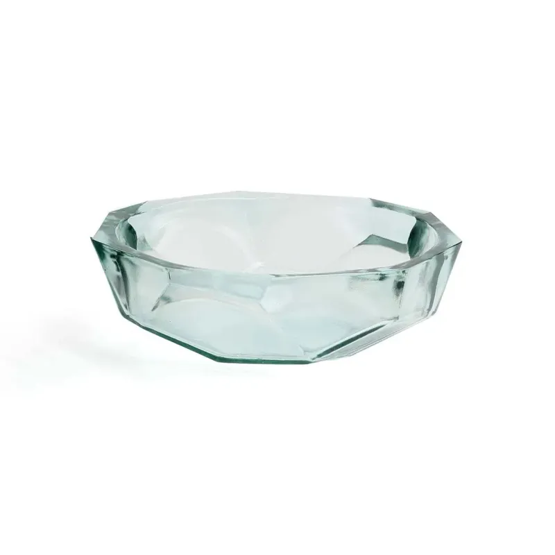 Schale – Recyceltes Glas, Origami Design, Blaue Farbe, M – Origami | Bazar Bizar Antwerp