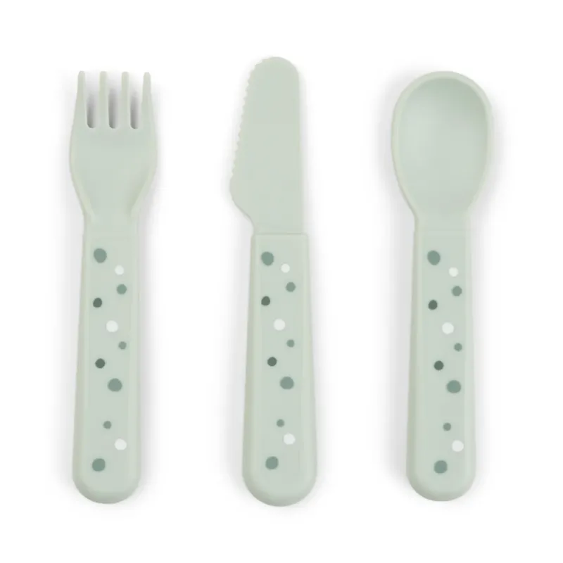 Foodie bestiksæt - Happy dots - Grøn