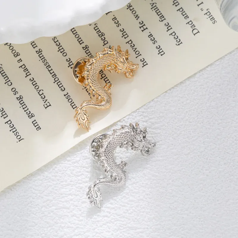 Chinese Dragon Totem Brooch - Men's Zodiac Pin 4 Pack
