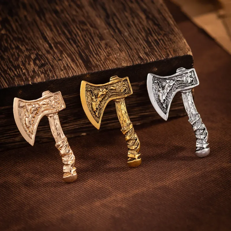 Retro Alloy Corsage Pin, Creative Battle Axe Brooch 3 Color Pack