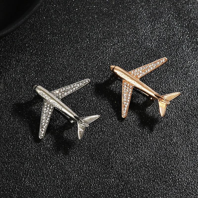 Fashion Airplane Brooch Premium Men's Suit Decoration Pin 2pcs