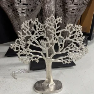 Dekobaum Silber, Baum aus Aluminium als Dekoration, Höhe 60 cm