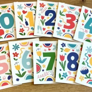 Postkarte Zahlen 0-9 Bow & Hummingbird - Polly Paper - Umweltfreundliche Schreibwaren