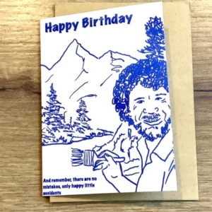 Briefkarte Bob Ross (Superjujupress) - Polly Paper - Umweltfreundliche Schreibwaren