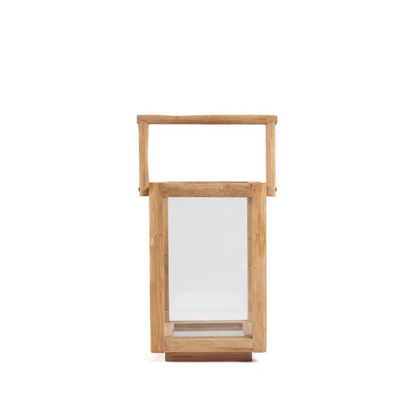 Laterne – Recyceltes Teakholz Material, Rechteckiges Design, Tragegriff Design, S – Nusa Penida | Bazar Bizar Antwerp