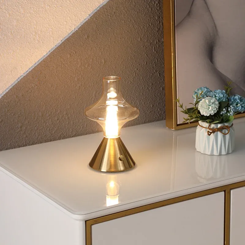 Vintage Kerosene-Style Rechargeable Table Lamp Cordless Lantern Light