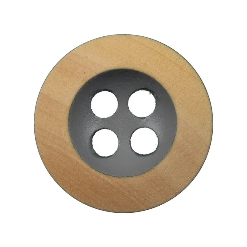11.5mm Round 4 Hole Baked Wood Buttons in Grey,Purple-Red,Dark Brown,Grey-Blue 50PCS