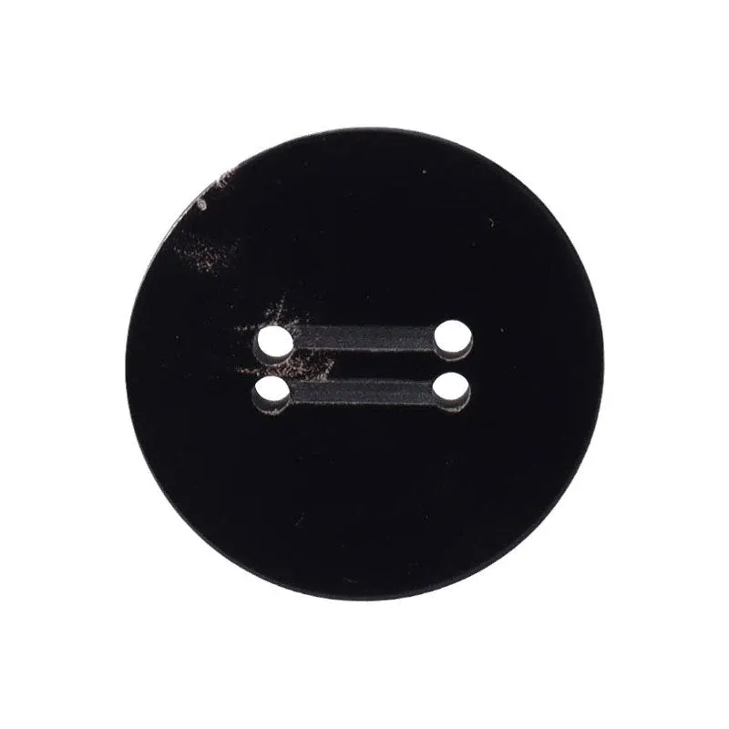 15-25mm Double Groove Black Round 4 Hole Genuine Horn Buttons 12pcs