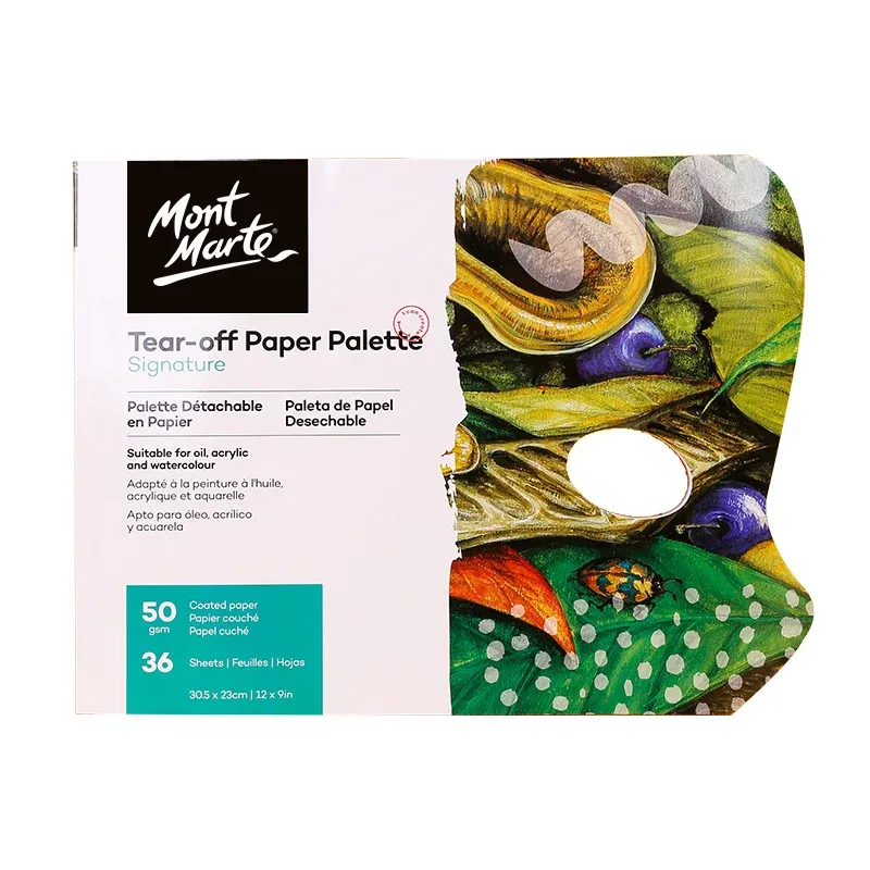 Mont Marte Tear-Off Paper Palette | 36 Disposable Sheets | Oil & Acrylic & Gouache