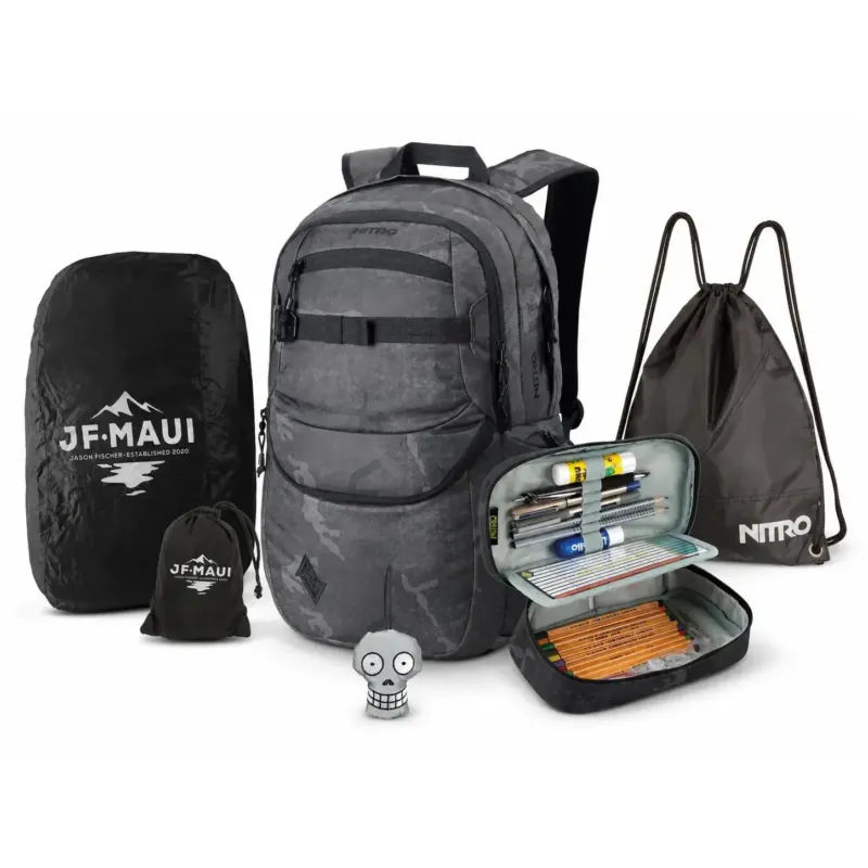 Nitro Complete School Set PLUS Future Hero Forged Camo – 5-teilig inkl. Pencil Case XL, Sportsack, Rain Cover & Reflektor-Nitrobags-Shop