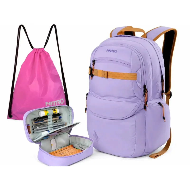 Nitro Complete School Set Future Hero Lavender – 3-teilig inkl. Pencil Case XL & Sportsack-Nitrobags-Shop