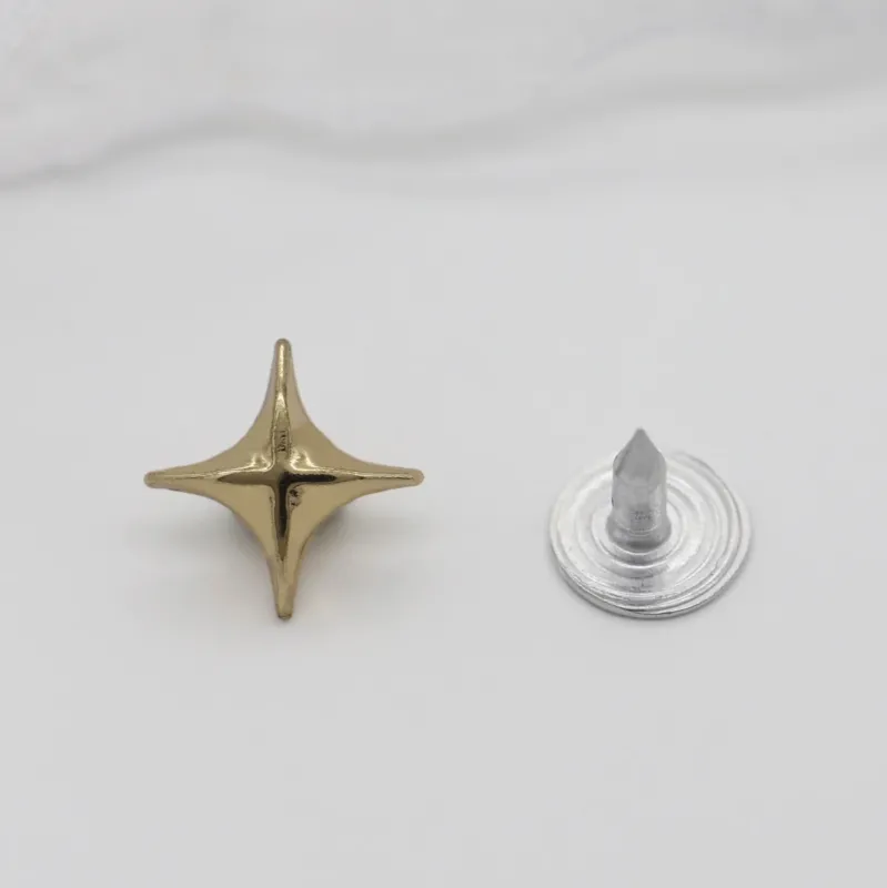 Four-Point Star Metal Stud Buttons for Shoes & Clothing, 100-Pack Gold