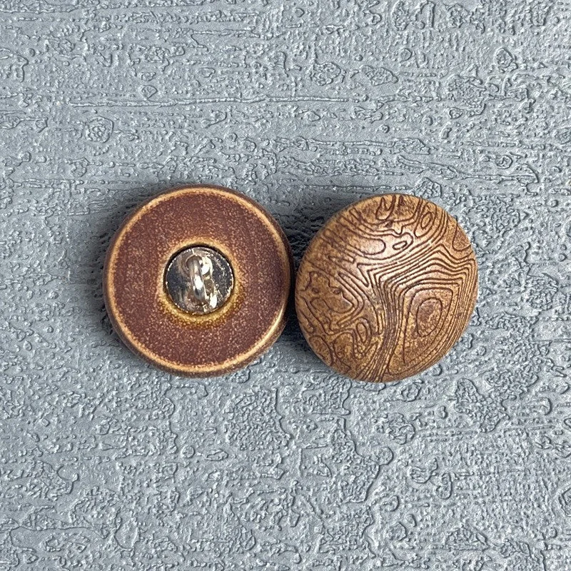 Vintage Mushroom Grain Natural Wood Round Shank Buttons 30PCS Light Coffee
