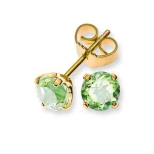 Ohrringe Gelbgold 750 mit 2 Peridots 4-Griff