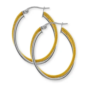 Kreolen Bicolor 750 Oval Runddraht gemustert