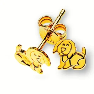 Ohrstecker Hund Motiv Gelbgold 375