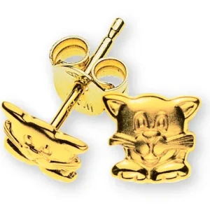 Ohrstecker Katzen Gelbgold 375