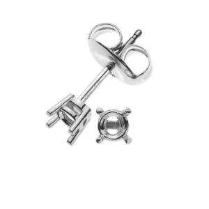 Ohrstecker Solitär-Rohling 4-Griff-Fassung Weissgold 750