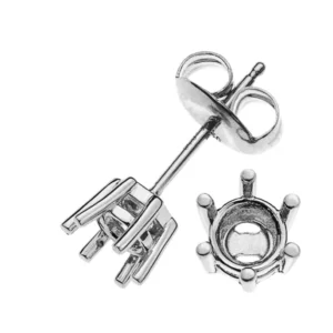 Solitär Ohrstecker Rohlinge 6-Griff-Fassung Weissgold 750 für 2x 0.75ct.