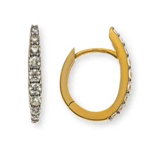 Kreolen Oval Gelbgold 375 mit 18 weissen Zirkonias