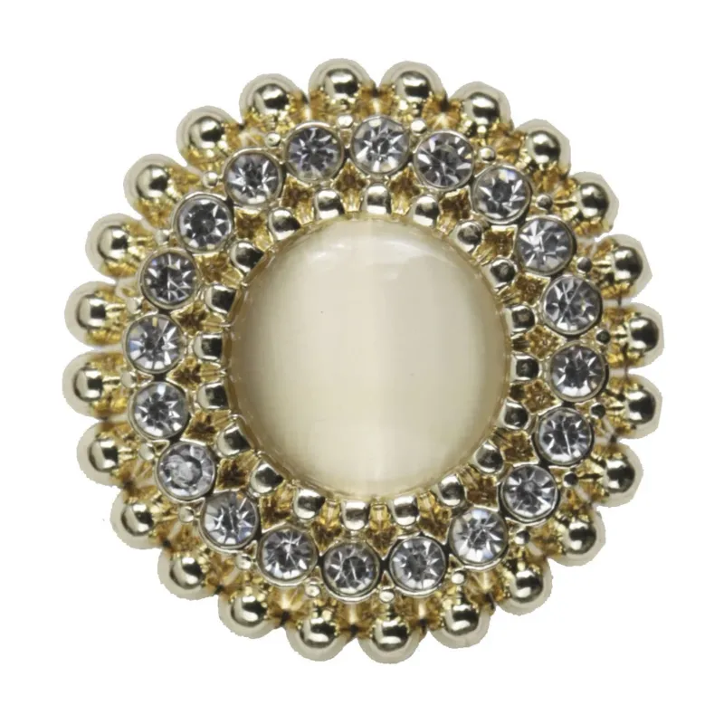 Light Gold Diamond-Encrusted Lace Metal Button with Shank,10pcs