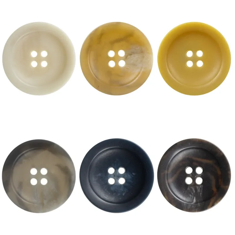 Wide-Edged Bowl-Shaped 4 Hole Urea Coat Buttons 10pcs