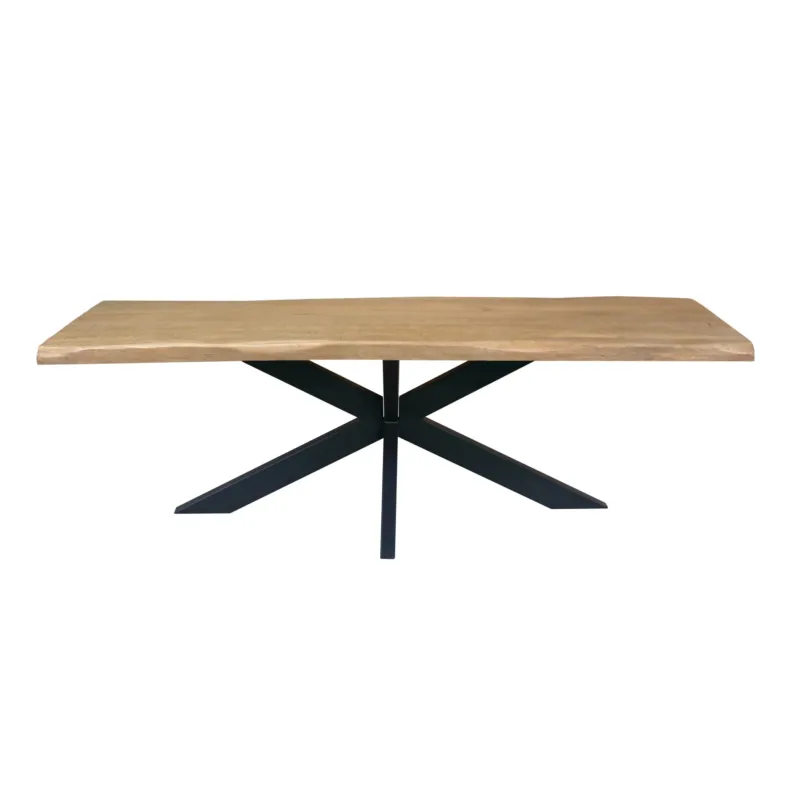 Esszimmertisch – Baumkanten Design, Mangoholz Tischplatte, Metallgestell – Dakota | Starfurn