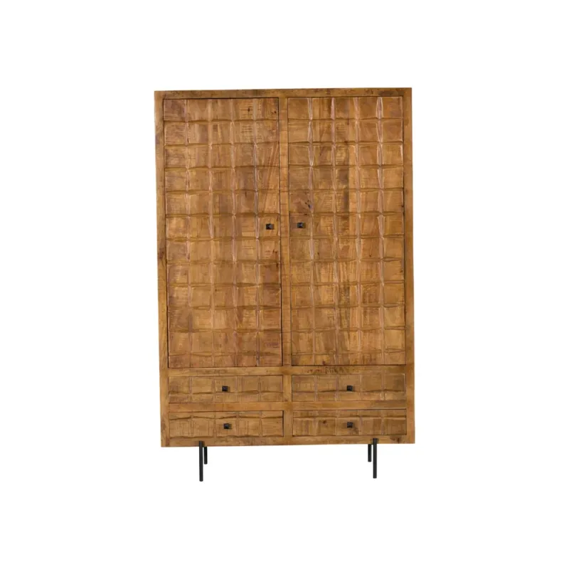 Aufbewahrungsschrank – Mangoholz Material, Metallrahmen Design, Mattes Finish - Brandy | Starfurn