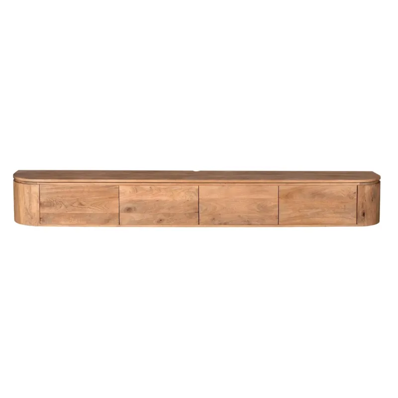 TV-Möbel - Mangoholz Natur, Schwebendes Design, Vier Türen, 200 cm – Excellent | Starfurn