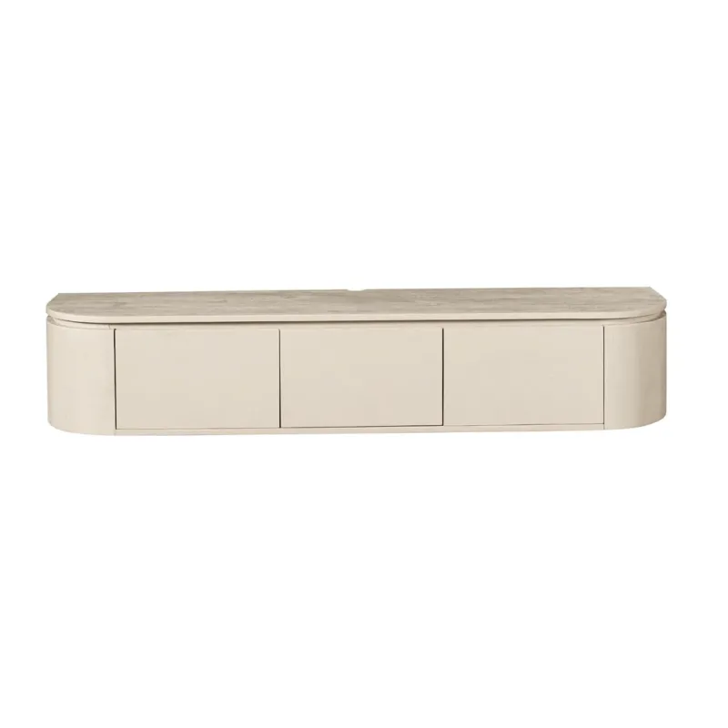 TV-Möbel - Mangoholz Sand, Schwebendes Design, Drei Türen, 160 cm – Excellent | Starfurn