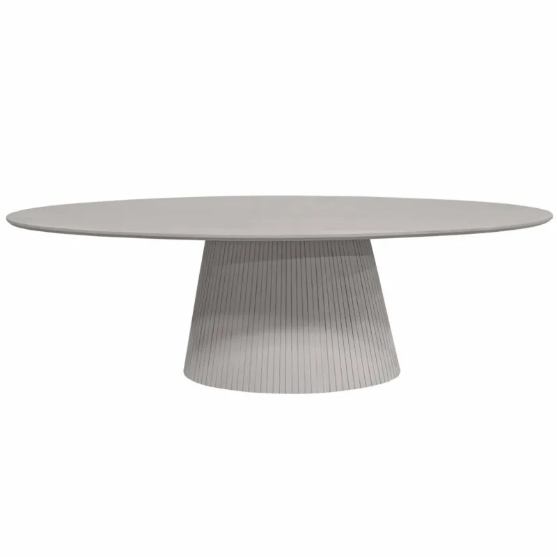 Esszimmertisch – Taupe Farbton, Ovale Form, Vertikale Latten – Solana | Starfurn