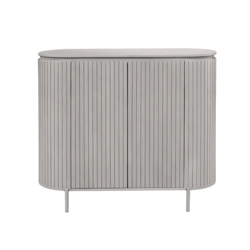 Schrank – Taupe Oberfläche, Vertikale Latten, Mangoholz – Solana | Starfurn