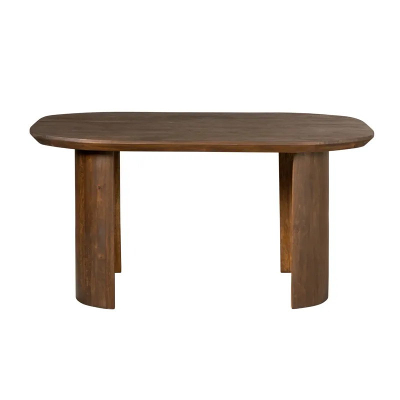 Schreibtisch – Braunes Mangoholz, Halb Runde Beine, Massives Design 150 cm - Maré | Starfurn