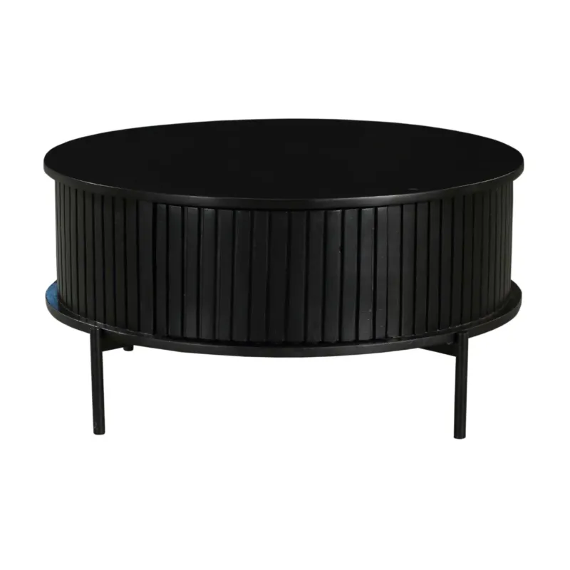 Couchtisch – Mangoholz, Schwarzmetall, Lamellenoptik - Madison | Starfurn