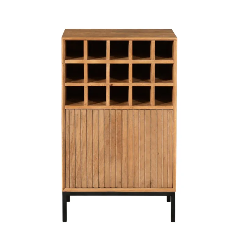 Weinschrank - Massives Mangoholz, Lamellentür, Flaschenaufbewahrung - Madison | Starfurn